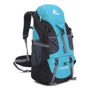 Bseash 50L Hiking Backpack, Water Resistant Lightweight Outdoor Sport Daypack Travel Bag for Camping Climbing Touring (Lake Green - No Shoe Compartment)
