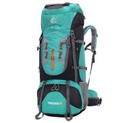 Bseash 80L Waterproof Hiking Camping Backpack with Rain Cover, Large Capacity Outdoor Sport Travel Daypack Rucksack for Climbing Skiing (Lake Green)
