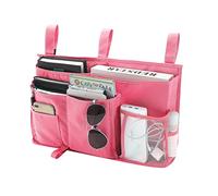 Bseash Bunk Bed Organizer - 8 Pocket Hanging Bedside Caddy, Perfect for College Dorm, Hospital, Baby Beds - 600D Oxford Cloth (Pink)