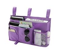 Bseash Bunk Bed Organizer, Bedside Caddy Hanging Bed Organizer Storage Bag 8 Pockets, for College Dorm Rooms Bed, Hospital Bed, Baby Bed Rails, 600D Oxford Cloth (Purple)