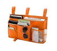 Bseash Bunk Bed Organizer, Bedside Caddy with 8 Pockets, for College Dorm, Hospital, Baby Bed Rails, 600D Oxford Cloth (Orange)