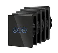 BSEED Dimmer Light Switch,Glass Touch Panel,LED Lights,No Neutral Wire Required,1 Gang-5 Pack,86mm Black