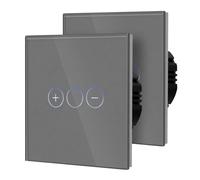 BSEED Dimmer Touch Switch with Glass, No Neutral Wire Required,Tempered Glass Panel with LED Indicator, Compatible with Dimmable LED/Halogen/Incandescent,Dimmer 1 Gang 1 Way(2 Pack),86mm Grey