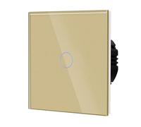BSEED Dimmer Touch Switch with Glass, No Neutral Wire Required,Tempered Glass Panel with LED Indicator, Compatible with Dimmable LED/Halogen/Incandescent,1 Gang 2 Way,86mm Gold