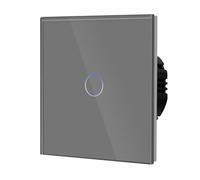 BSEED Dimmer Touch Switch with Glass, No Neutral Wire Required,Tempered Glass Panel with LED Indicator, Compatible with Dimmable LED/Halogen/Incandescent,1 Gang 1 Way,86mm Grey