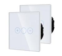 BSEED Dimmer Touch Switch with Glass, No Neutral Wire Required,Tempered Glass Panel with LED Indicator, Compatible with Dimmable LED/Halogen/Incandescent,Dimmer 1 Gang 1 Way(2 Pack),86mm White
