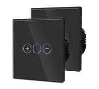 BSEED Dimmer Touch Switch with Glass, No Neutral Wire Required,Tempered Glass Panel with LED Indicator, Compatible with Dimmable LED/Halogen/Incandescent,Dimmer 1 Gang 1 Way(2 Pack),86mm Black