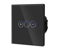 BSEED Dimmer Touch Switch with Glass, No Neutral Wire Required,Tempered Glass Panel with LED Indicator, Compatible with Dimmable LED/Halogen/Incandescent,1 Gang 1 Way,86mm Black