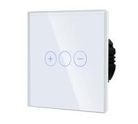 BSEED Dimmer Touch Switch with Glass, No Neutral Wire Required,Tempered Glass Panel with LED Indicator, Compatible with Dimmable LED/Halogen/Incandescent,1 Gang 2 Way,86mm White