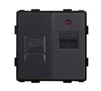 BSEED DIY 1/2 Cat5e 1 Port RJ45 T568A Network PC with USB Ethernet Outlet Black Charge Power Socket