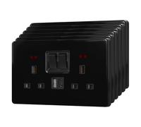 BSEED Double Socket with 20W USB-C Fast Charging,Glass Switched Wall Sockets,13A Electrical outlets with LED Indicator,Screws Included,2 Gang(20W)-6 Pack,146mm Black