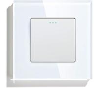 BSEED Light Switch 1 Gang 1 Way,Glass Light Switches,Screwless 10A Rocker Tacti