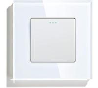 BSEED Light Switch 1 Gang 1 Way,Glass Light Switches,Screwless 10A Rocker Tacti