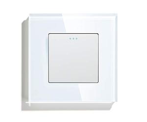 BSEED Light Switch 1 Gang 1 Way,Glass Light Switches,Screwless 10A Rocker Tactile Wall Switch,White Crystal Toggle Switch
