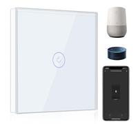 BSEED Smart Light Switch,Compatible with Alexa and Google Home,1 Gang 1 Way WiFi Touch Switch,2 Way or Multi-Way Control by SmartLife APP,White Alexa Switch with LED Indicator Light-Neutral Wire Need