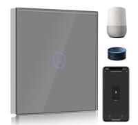 BSEED Smart Light Switch Grey,Compatible with Alexa and Google Home,1 Gang 1 Way WiFi Touch Switch,2 Way or Multi-Way Control by SmartLife APP,Alexa Switch with LED Indicator Light-Neutral Wire Need