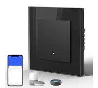 BSEED Smart Light Switch,WiFi Touch Glass Switch for 2.4G Network,Alexa Switches with LED Indicator,Control by SmartLife APP,Neutral Wire Required,1 Gang(EC Series),86mm Black