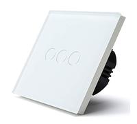 BSEED Touch Light Switch,Standard Touch Sensitive Bathroom Switchs,Tempered Glass Panel with LED Backlight, No Neutral Wire Needed,3 Gang 1 Way,White 86mm