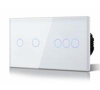 BSEED Touch Light Switch,Tempered Glass Panel with LED Backlight,No Neutral Wire Required,Non-WiFi,2 Gang 1 Way+3 Gang 1 Way,146mm Blanco