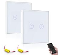 BSEED WiFi Touch Switch White,2 Gang 2 Way Smart Light Switch Compatible with Alexa and Google Home,with Smart Life Remote Control(No Hub Required)-No Need Neutral Wire-2 pack