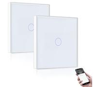 BSEED ZigBee Light Switch,1 Gang 2 Way Smart Wall Switch Compatible with Alexa and Google Home,Compatible with SmartLife App,WIFI Switch White-NO Neutral Wire Required(Need Zigbee Gateway Hub) 2 Pack