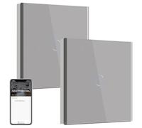 BSEED ZigBee Light Switch,1 Gang 2 Way Smart Wall Switch Compatible with Alexa and Google Home,Compatible with SmartLife App,WIFI Switch Grey-NO Neutral Wire Required(Need Zigbee Gateway Hub) 2 Pack