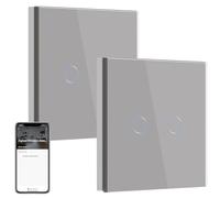 BSEED ZigBee Light Switch,2 Gang 2 Way Smart Wall Switch Compatible with Alexa and Google Home,Compatible with SmartLife App,WIFI Switch Grey-NO Neutral Wire Required(Need Zigbee Gateway Hub) 2 Pack