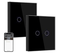BSEED ZigBee Light Switch,2 Gang 2 Way Smart Wall Switch Compatible with Alexa and Google Home,Compatible with SmartLife App,WIFI Switch Black-NO Neutral Wire Required(Need Zigbee Gateway Hub) 2 Pack