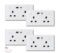 BSEED ZigBee Socket 2Gang with USB and Type C Compatible with Alexa and Google Home, Metered Socket With APP Remote Control with Smart Life, Smart Timer Outlet 16A White（Gateway Hub Needed), 4 Pack