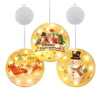 Bseical 3 Pieces Christmas Lights, 3D Hanging Lights with Suction Cup, Battery Xmas Lights, Christmas Waterproof Window Lights, for Wall, Cabinets, Pathway, Corridor, Aisle, Home Decoration (B)