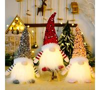 Bseical Christmas Gnome Decoration Set of 3, Christmas Gonks Gnomes Plush Swedish, Christmas Gonks Light Up Ornaments, Gnome Christmas Jumper Large Grey Pink, UK Christmas Elves Xmas Decorations