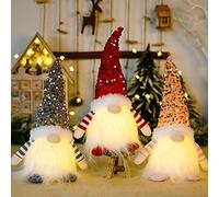 Bseical Light Up Gnome Christmas Decoration 3 Pack, Xmas Handmade Swedish Santa Gonks, Plush Knitted Glowing Santa Doll Elf Figurines for Indoor Home Tabletop Holiday Party Decor (Sequin)