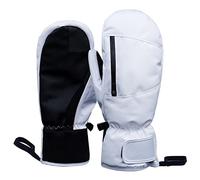 Bseical Ski Mittens Women Waterproof, Golf Mitts Men, Gloves Ladies, Thermal Touch Screen, Cotton Winter Touchscreen Unisex With Zip Pocket Sport Cycling Mtb Running Extra Warm (L, White)