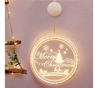 Bseical Window Lights Christmas Decorations Battery Powered LED Warm White, Light Up Christmas Tree Lights Decor, with Suckers and Hooks, Indoor Outdoor (24 cm, Merry Christmas)
