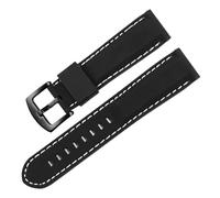 BSEIXIKRB Universal Various Brands Straight Joint Silicone Watch Strap 18/19/20/21/22/23/24mm(BLACK WHITE,18mm)