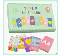 Bsenhe 100 PCS Double Sided First Words Flashcards, Flash Cards for Toddlers Age 1 2 3, Toddler Learning Toys Cards Letters Numbers Colors Shapes Animals Fruits Vegetables Foods Landscapes Flashcards