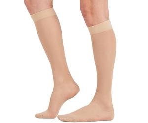 BSERA 2 Pairs of Transparent Compression Socks for Women - 15-20 mmHg Transparent Compression Socks Up to the Knee for Circulation Support, Swelling, Edema, Work, Office, Travel,