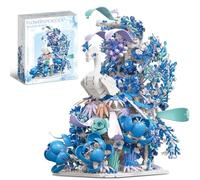 BseSparklion Blue Flowers Peacock Building Set for Adults - Creative Animal Botanicals Peacock Bird Toy Home Office Art Deocr, Compatible with Lego, Romantic Gift for Teens Women Girls 14+ (2470 PCS)