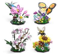 BseSparklion Insect Collection Kit, 2059 Pieces: Butterfly, Orchid, Mantis, Bee, Dragonfly, Exhibition Model for Nature Lovers, Compatible with Lego Flowers A