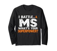 Bset Funny I Battle MS-What's Your Superpower Awareness Ribb Long Sleeve T-Shirt