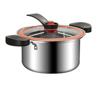 BSFDORPOT 3.5L Mini Pressure Cooker Stainless Steel Micro Pressure Stock Pot with Lock Handles and Transparent Lid for Gas Electric Induction Stoves and Slow Cooking