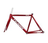 BSFHQS 700C Fixed Gear Bike Frameset 49CM 52CM 55CM 58CM Aluminum Alloy Racing Track Bike Frame C Brake Bike Frame Quick Release Frame 100/120mm QR(Red,49cm)