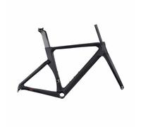 BSFHQS Carbon Fiber Disc Brake Frame 700c Road Bike Frameset 46CM/48CM/50CM/52CM/54CM Aero Race Frame Thru Axle F12×100mm R12×142mm Internal Routing T47(Black,54CM)