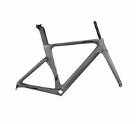 BSFHQS Carbon Fiber Disc Brake Frame 700c Road Bike Frameset 46CM/48CM/50CM/52CM/54CM Aero Race Frame Thru Axle F12×100mm R12×142mm Internal Routing T47(Gray,52CM)