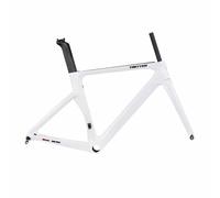 BSFHQS Carbon Fiber Disc Brake Frame 700c Road Bike Frameset 46CM/48CM/50CM/52CM/54CM Aero Race Frame Thru Axle F12×100mm R12×142mm Internal Routing T47(White,52CM)