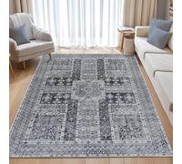 BSGIFT Large Rugs for Living Room 200x300, Machine Washable Area Rug Soft Short Pile Non-Slip Carpet Vintage Oriental Boho Grey Rug for Bedroom Kitchen Dining Room Balcony Outdoor