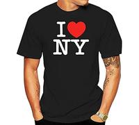 BSGKTP T Shirts for Men I Love NY York Printed Heart T Shirt Customized T-Shirt Black