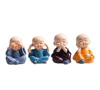 BSGP 4Pcs Monks Figurine Statue, Wise Resin Monks Hear No Evil See No Evil Speak No Evil Do No EvilStatue Wealth Lucky Figurine Car Home Desk Baby Buddha Decor Gift