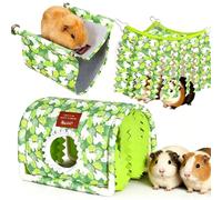 BShasrlim Guinea Pig Hideout Tunnel - Stable Washable Small Animal Tunnel Hide with Curtains,Guinea Pig Accessories for Hamster/Chinchilla/Dwarf Rabbit/Ferret (GreenAlpaca setof3, Large)