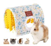 BShasrlim Guinea Pig Hideout Tunnel - Stable Washable Small Animal Tunnel Hide with Curtains,Guinea Pig Accessories for Hamster/Chinchilla/Dwarf Rabbit/Ferret (Blue, Large)